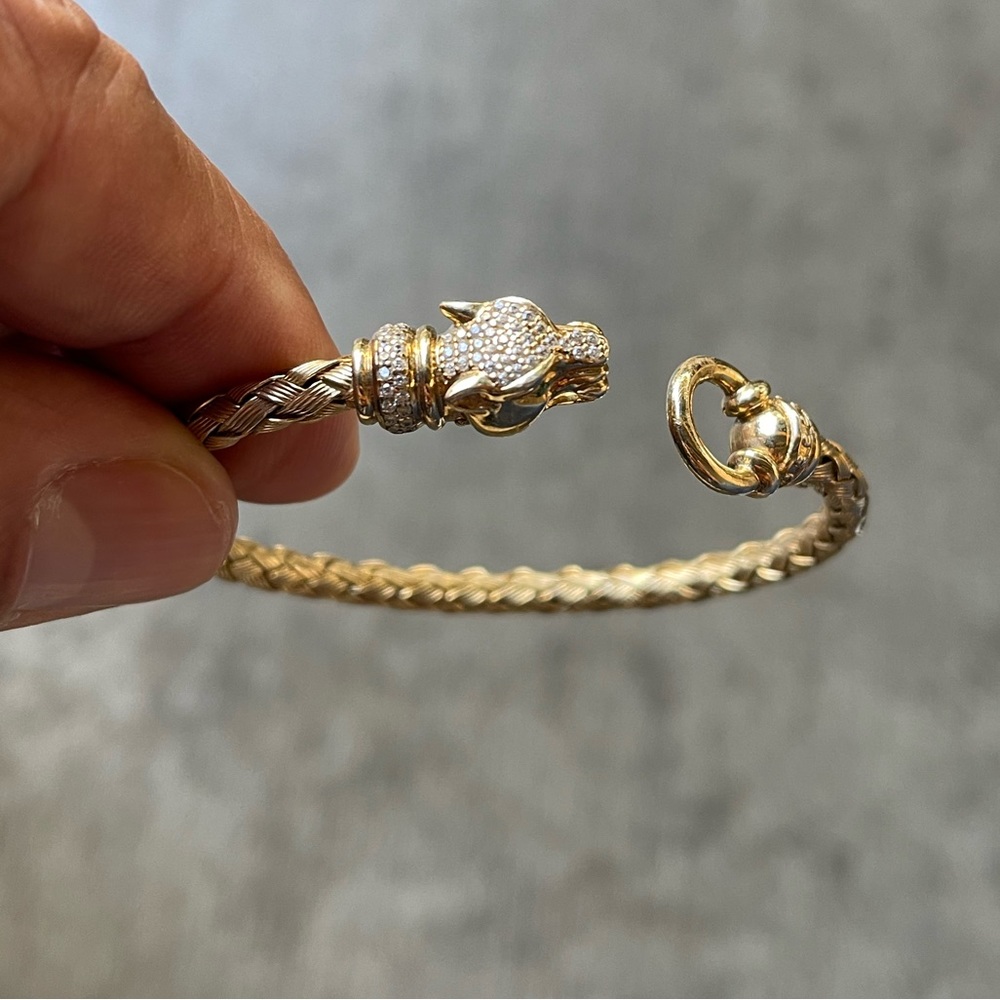 Sterling Silver, Solid, Tiger, Cuff Bracelet - image 4